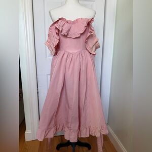 70s/ 80s Rare Gunne Sax Bubble Gum Pink Corsetted Dress with Bow